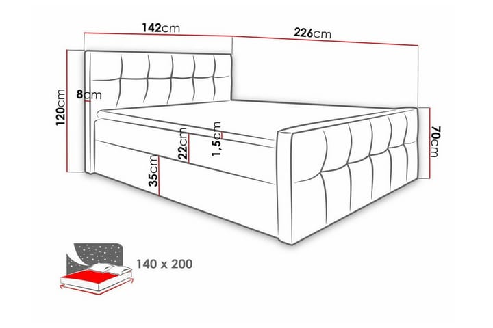 Sängynrunko Boisdale 140x200 cm - Beige - Sänkykehikot & sängynrungot