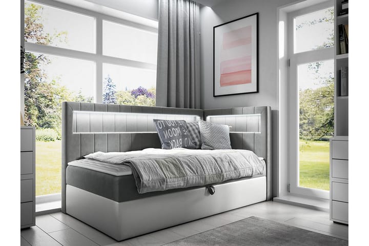 Sängynrunko Boisdale 80x200 cm - Valkoinen/tummanharmaa - Sänkykehikot & sängynrungot