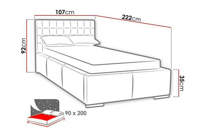 Sängynrunko Boisdale 90x200 cm - Musta - Sänkykehikot & sängynrungot