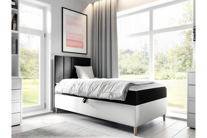 Sängynrunko Boisdale 90x200 cm - Mustavalkoinen - Sänkykehikot & sängynrungot