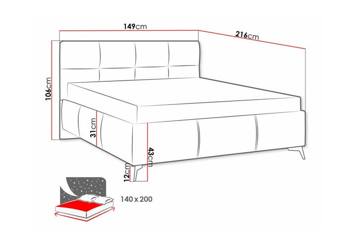 Sängynrunko Derry 140x200 cm - Beige/Vaaleabeige - Sänkykehikot & sängynrungot