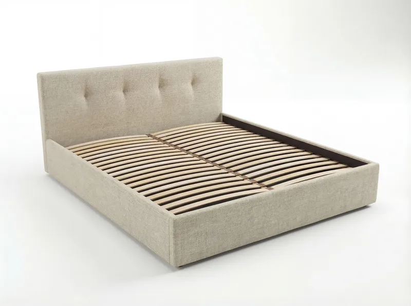 Sängynrunko Deylinor 140x200 cm nostettavalla säilytystilalla, beige
