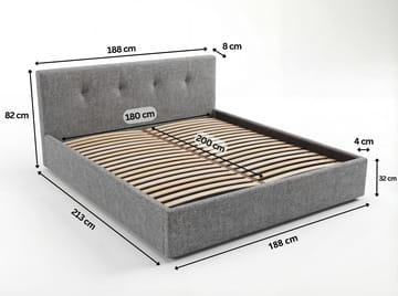 Sängynrunko Deylinor 160x200 cm nostettavalla säilytystilalla - harmaa - Huonekalut - Sänky - Sänkykehikot & sängynrungot