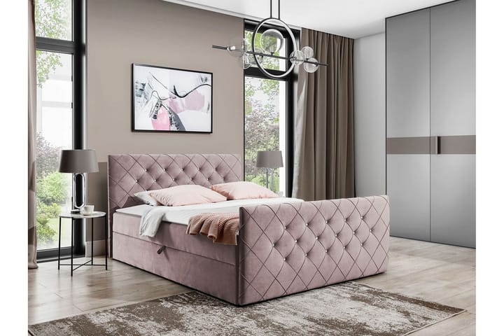 Sängynrunko Hattie 160x200 cm - Vaaleanpunainen - Sänkykehikot & sängynrungot