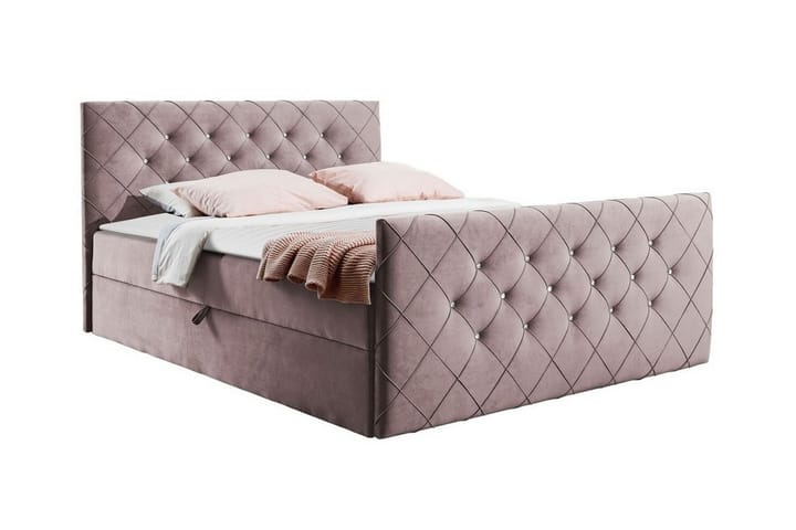 Sängynrunko Hattie 200x200 cm - Vaaleanpunainen - Sänkykehikot & sängynrungot