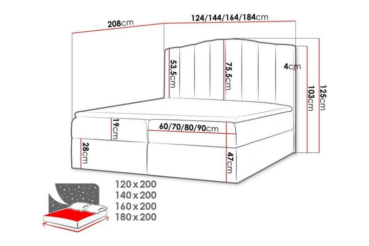 Sängynrunko Herstello 120x200 cm - Vaaleanharmaa - Sänkykehikot & sängynrungot