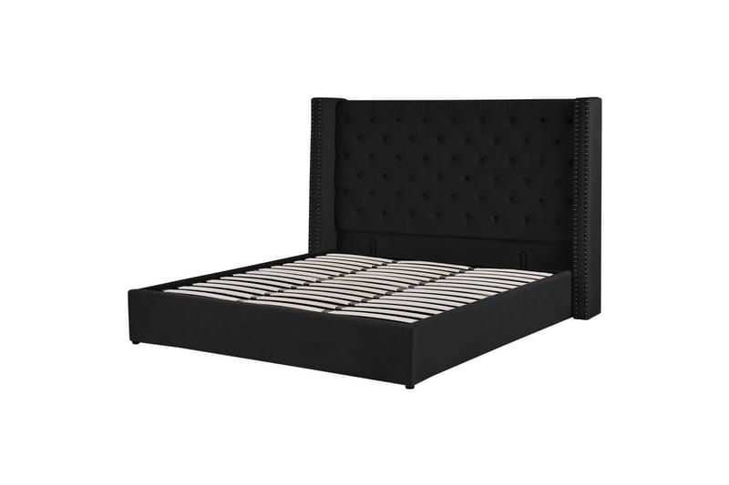 Sängynrunko ja sänkyrunko Sänky säilytystilalla Lubbon Musta||Hopea 180x200 - Huonekalut - Sänky - Sänkykehikot & sängynrungot