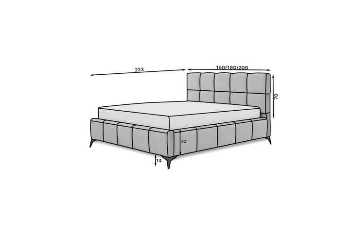 Sängynrunko Kanika Säilytyksellä 160x200 cm - Beige - Sänkykehikot & sängynrungot