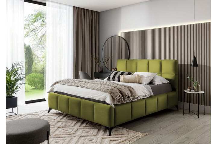 Sängynrunko Kanika Säilytyksellä 160x200 cm - Oliivinvihreä - Sänkykehikot & sängynrungot