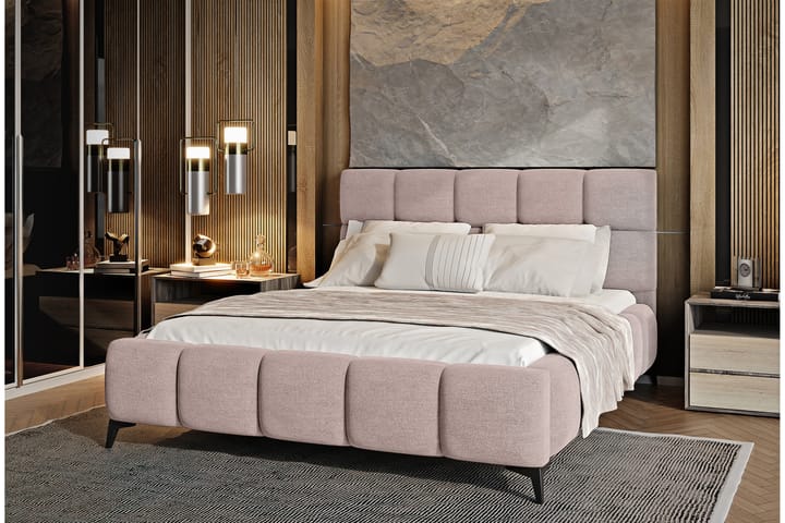 Sängynrunko Kanika Säilytyksellä 160x200 cm - Vaaleanpunainen - Sänkykehikot & sängynrungot