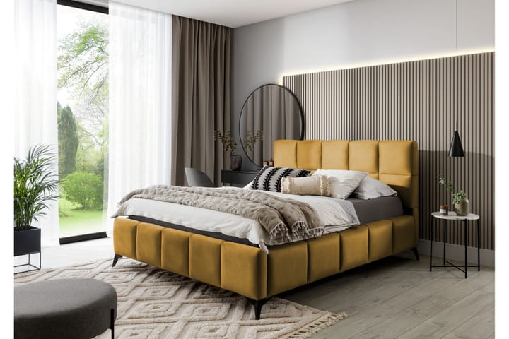 Sängynrunko Kanika Säilytyksellä 180x200 cm - Keltainen - Sänkykehikot & sängynrungot