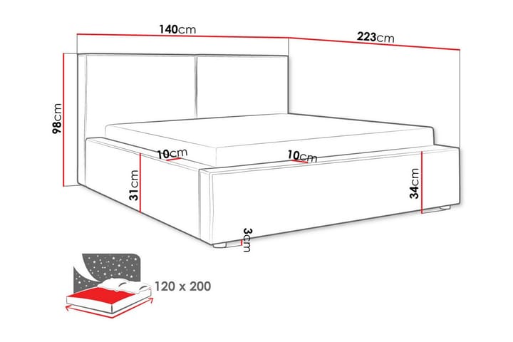 Sängynrunko Knocklong 120x200 cm - Beige - Sänkykehikot & sängynrungot