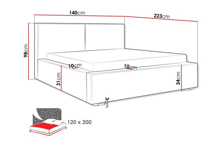 Sängynrunko Knocklong 120x200 cm - Tummanvihreä - Sänkykehikot & sängynrungot