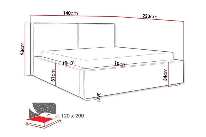Sängynrunko Knocklong 120x200 cm - Vaaleanharmaa - Sänkykehikot & sängynrungot
