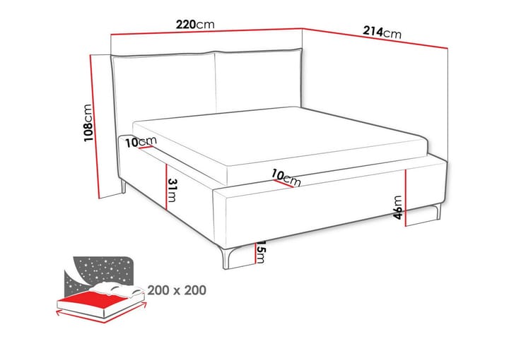 Sängynrunko Knocklong 200x200 cm - Vaaleanharmaa - Sänkykehikot & sängynrungot