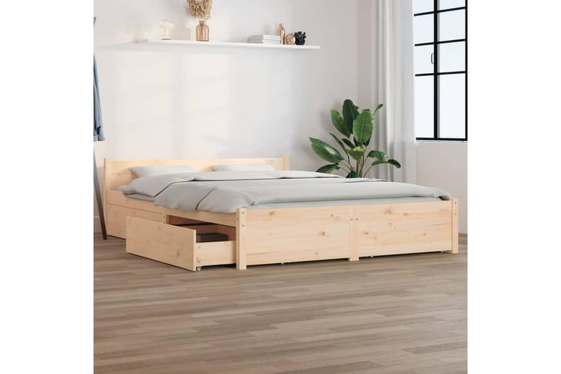 Sängynrunko laatikoilla 140x190 cm - Ruskea - Huonekalut - Sänky - Sänkykehikot & sängynrungot
