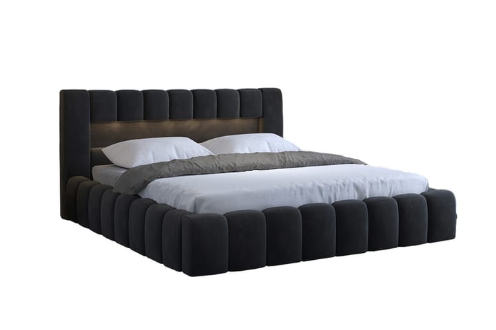 Sängynrunko Lacolle säilytyksellä 140x200 cm - Tummanharmaa - Sänkykehikot & sängynrungot