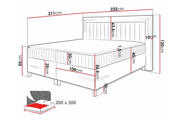 Sängynrunko Lillsel 200x200 cm - Beige Kerma - Sänkykehikot & sängynrungot