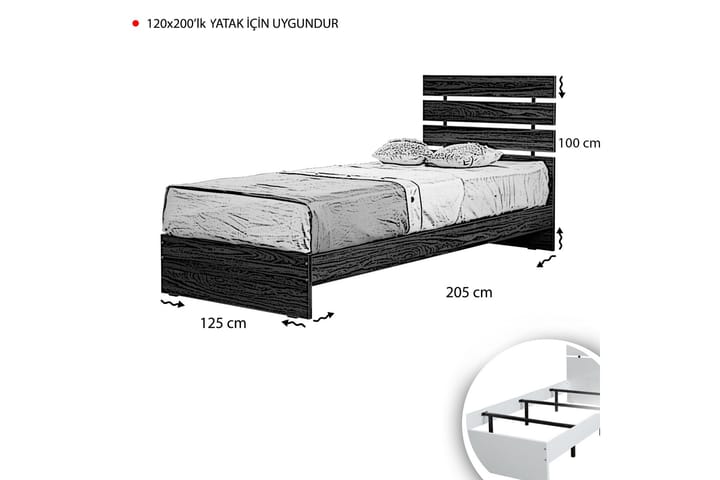Sängynrunko Montek 120x200 cm - Pähkinä - Sänkykehikot & sängynrungot
