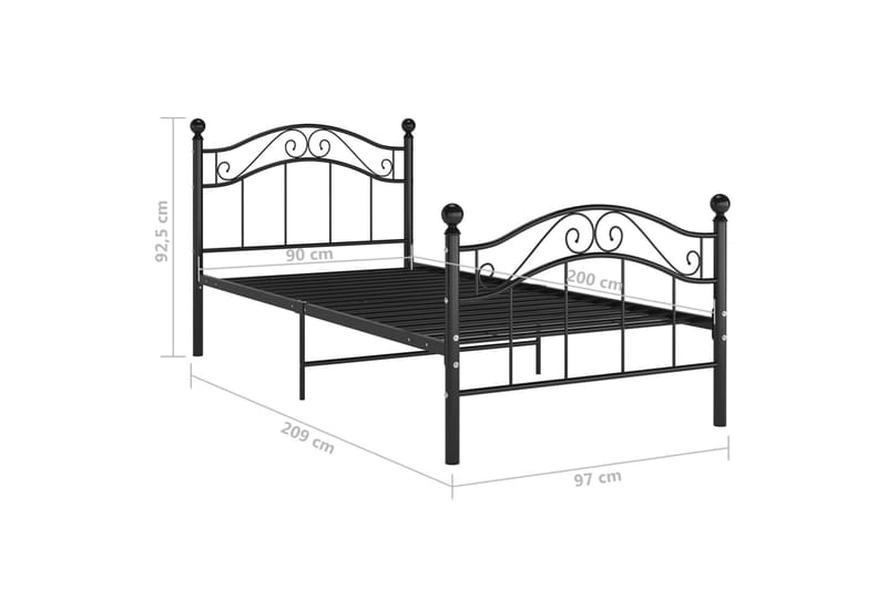 Sängynrunko musta metalli 90x200 cm - Huonekalut - Sänky - Sänkykehikot & sängynrungot