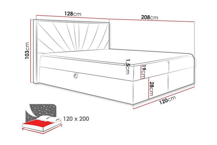 Sängynrunko Oberting 120x200 cm - Beige/Puu - Sänkykehikot & sängynrungot