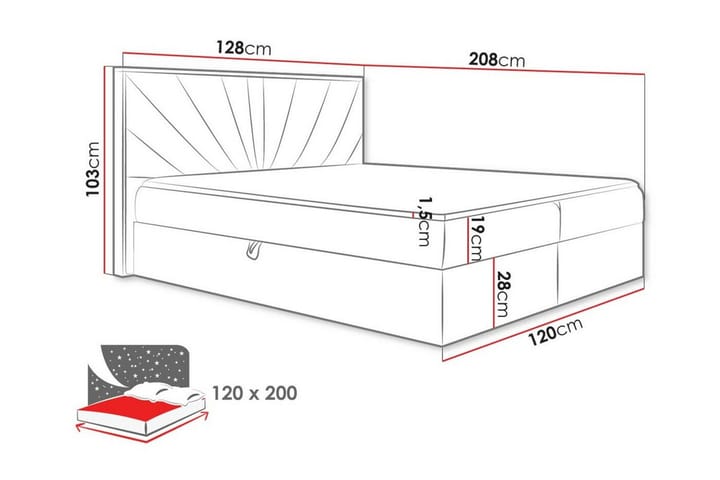 Sängynrunko Oberting 120x200 cm - Musta/Puu - Sänkykehikot & sängynrungot