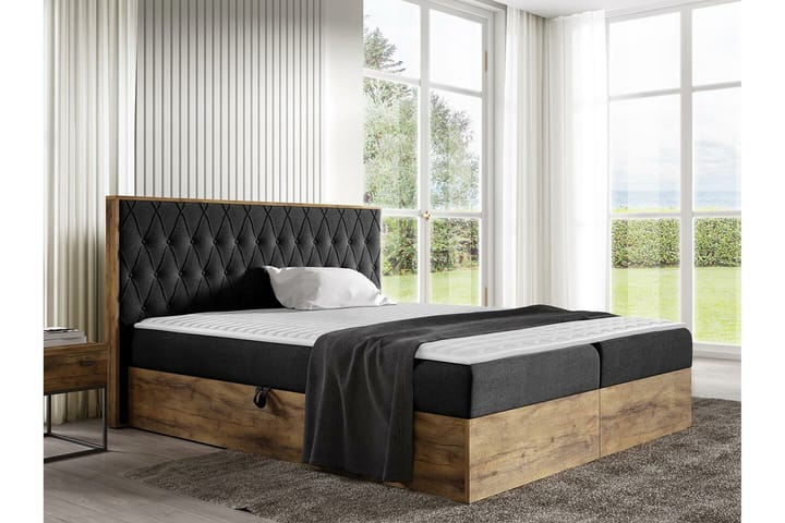 Sängynrunko Oberting 140x200 cm - Musta/Puu - Sänkykehikot & sängynrungot