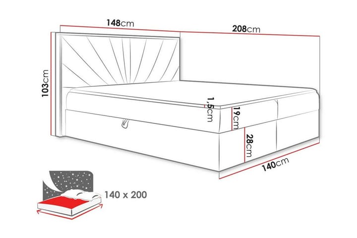 Sängynrunko Oberting 140x200 cm - Ruskea/Vaaleanharmaa - Sänkykehikot & sängynrungot