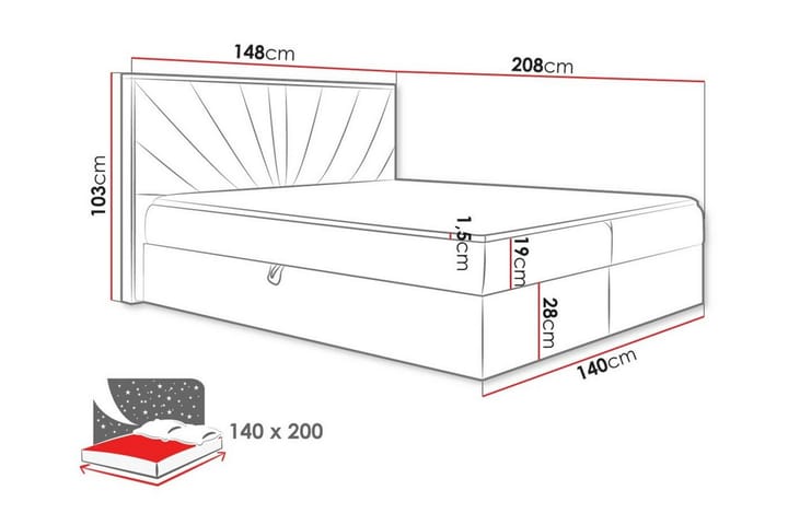 Sängynrunko Oberting 140x200 cm - Vihreä/Beige - Sänkykehikot & sängynrungot