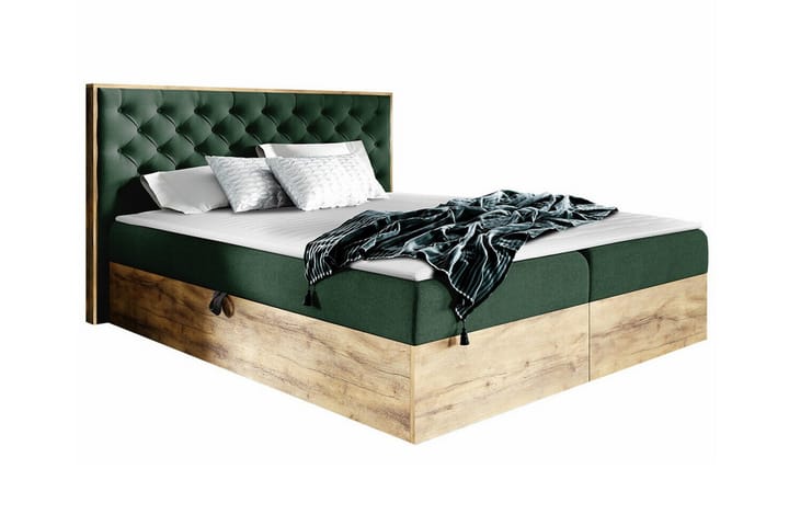 Sängynrunko Oberting 160x200 cm - Vihreä/Pähkinä - Sänkykehikot & sängynrungot