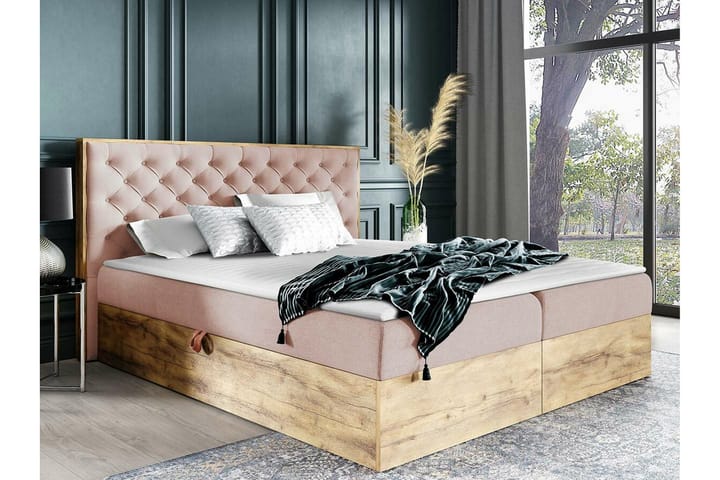 Sängynrunko Oberting 200x200 cm - Ruskea/Vaaleanpunainen - Sänkykehikot & sängynrungot