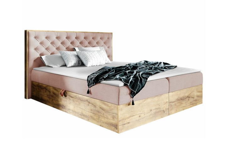 Sängynrunko Oberting 200x200 cm - Ruskea/Vaaleanpunainen - Sänkykehikot & sängynrungot