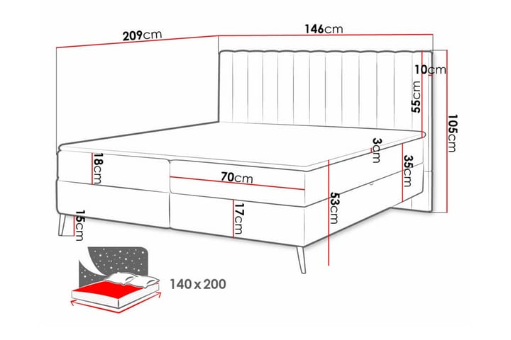 Sängynrunko Rathkeale 140x200 cm - Beige - Sänkykehikot & sängynrungot