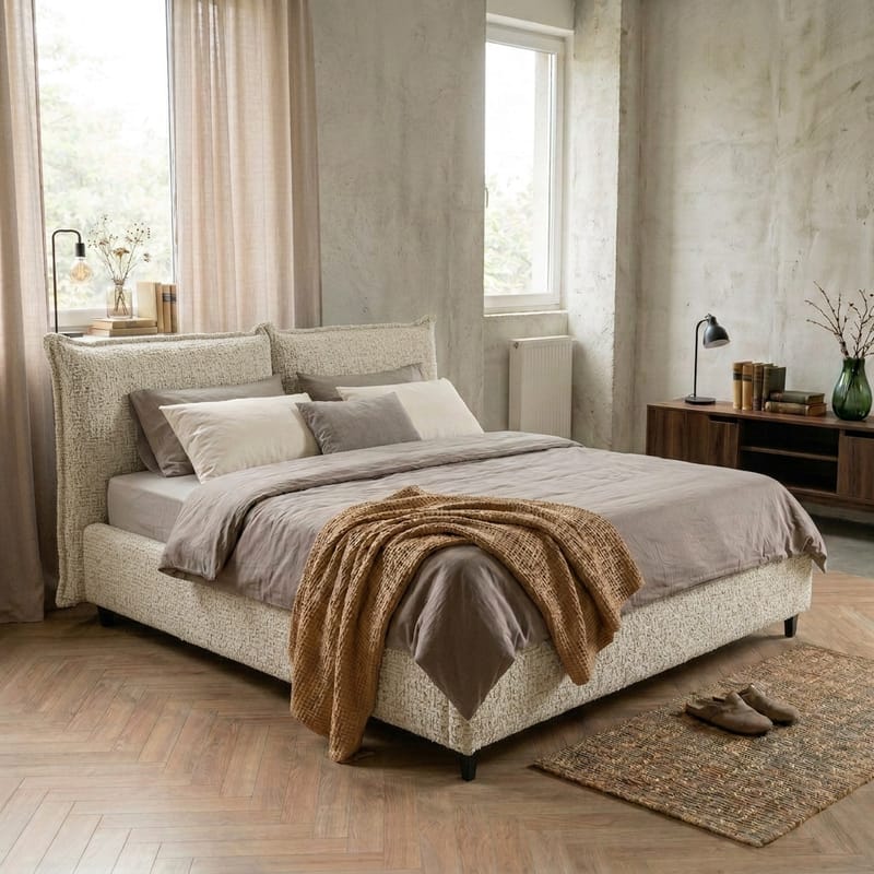 Sängynrunko Rynorin 140x200 cm nostettavalla säilytystilalla - beige - Huonekalut - Sänky - Sänkykehikot & sängynrungot