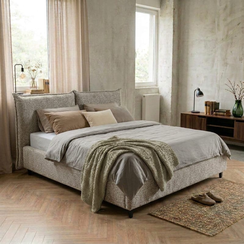 Sängynrunko Rynorin 140x200 cm nostettavalla säilytystilalla - vaalea harmaanbeige - Huonekalut - Sänky - Sänkykehikot & sängynrungot
