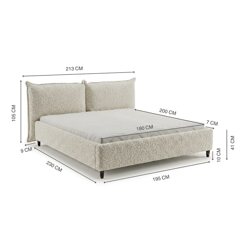 Sängynrunko Rynorin 180x200 cm nostettavalla säilytystilalla - beige - Huonekalut - Sänky - Sänkykehikot & sängynrungot