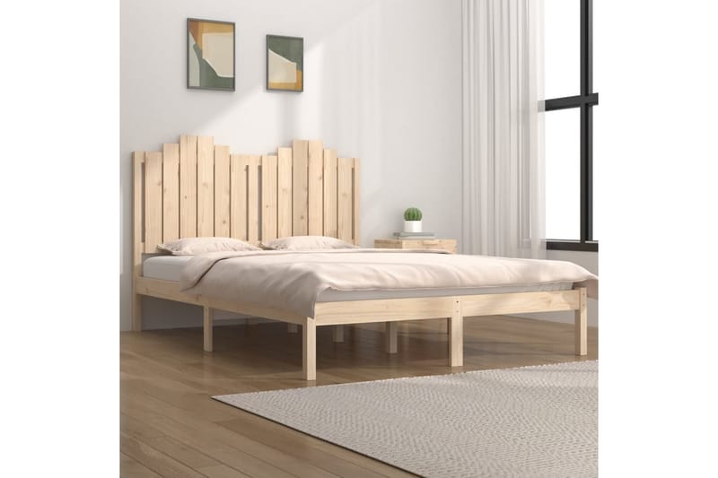 Sängynrunko täysi mänty 135x190 cm 4FT6 Double - Ruskea - Huonekalut - Sänky - Sänkykehikot & sängynrungot