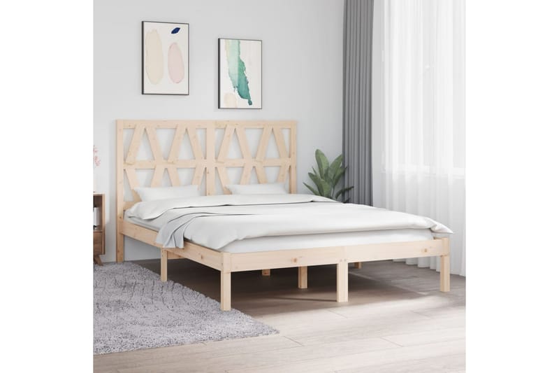 Sängynrunko täysi mänty 135x190 cm 4FT6 Double - Ruskea - Huonekalut - Sänky - Sänkykehikot & sängynrungot