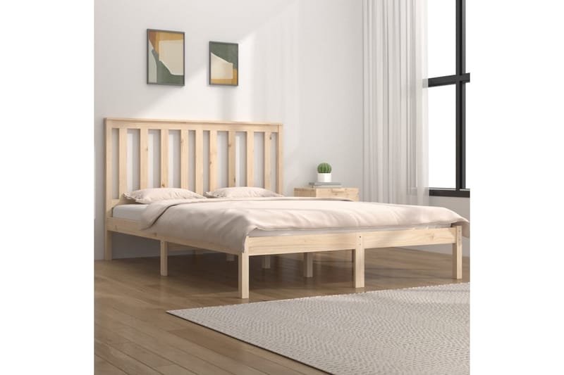 Sängynrunko täysi mänty 150x200 cm 5FT King Size - Ruskea - Huonekalut - Sänky - Sänkykehikot & sängynrungot