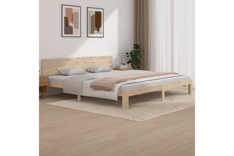 Sängynrunko täysi mänty 200x200 cm - Ruskea - Huonekalut - Sänky - Sänkykehikot & sängynrungot