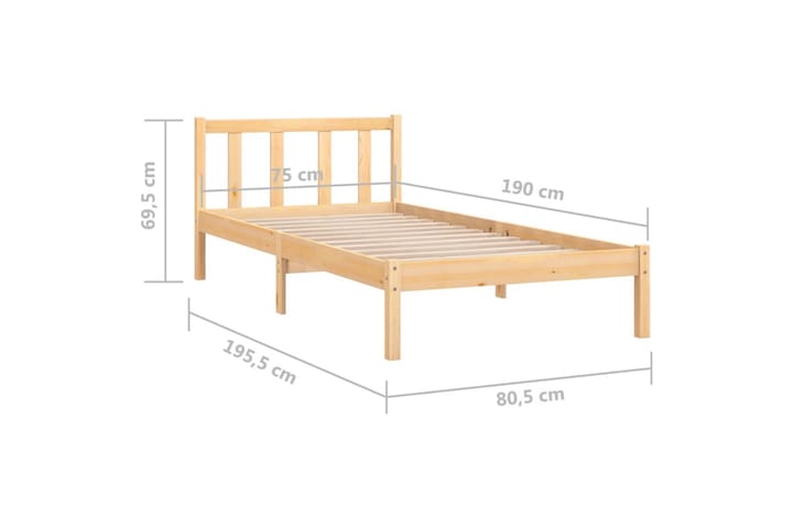 Sängynrunko täysi mänty 75x190 cm UK Small Single - Sänkykehikot & sängynrungot