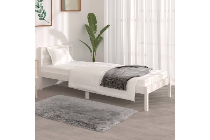 Sängynrunko täysi mänty 75x190 cm valkoinen 2FT6 Small Singl - Valkoinen - Sänkykehikot & sängynrungot