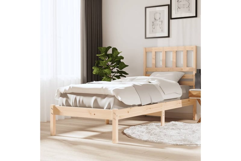 Sängynrunko täysi mänty 90x190 cm 3FT Single - Ruskea - Huonekalut - Sänky - Sänkykehikot & sängynrungot