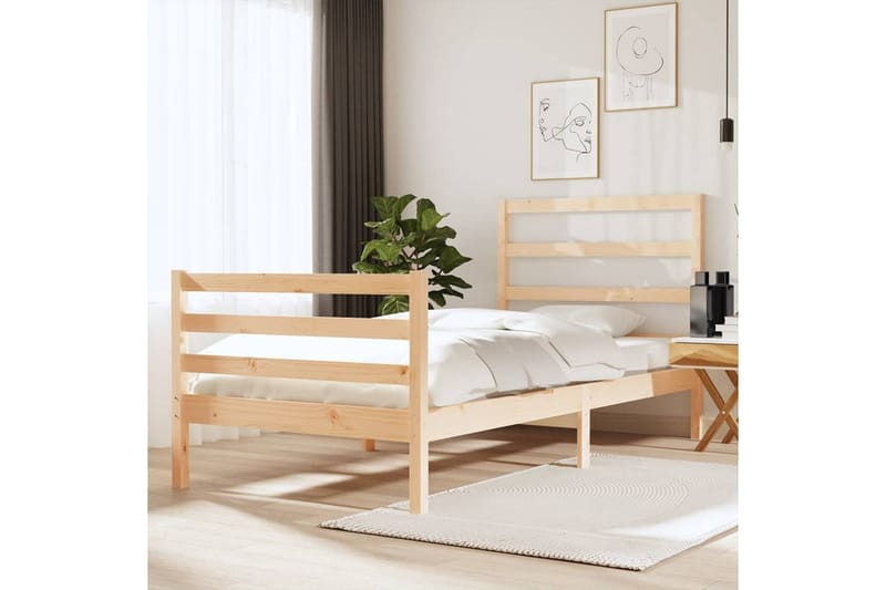 Sängynrunko täysi mänty 90x190 cm 3FT Single - Ruskea - Huonekalut - Sänky - Sänkykehikot & sängynrungot