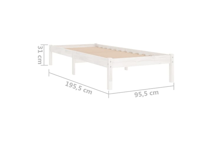 Sängynrunko täysi mänty valkoinen 90x190 cm UK Single - Valkoinen - Sänkykehikot & sängynrungot