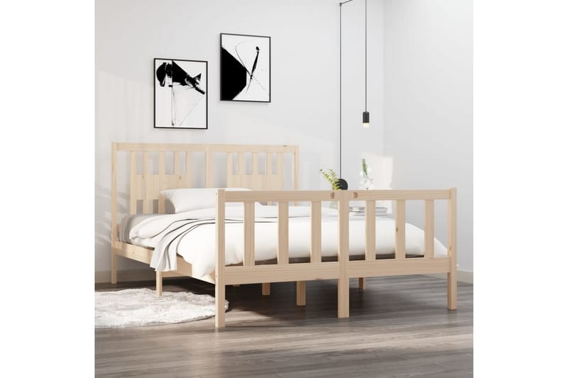 Sängynrunko täysi puu 135x190 cm 4FT6 Double - Ruskea - Huonekalut - Sänky - Sänkykehikot & sängynrungot