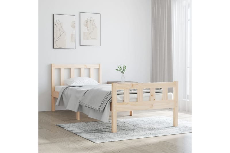 Sängynrunko täysi puu 90x190 cm 3FT Single - Ruskea - Huonekalut - Sänky - Sänkykehikot & sängynrungot