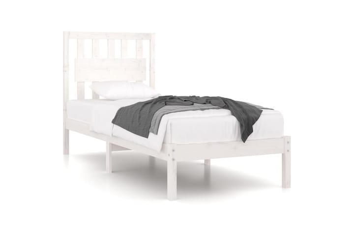 Sängynrunko valkoinen täysi mänty 100x200 cm - Valkoinen - Sänkykehikot & sängynrungot