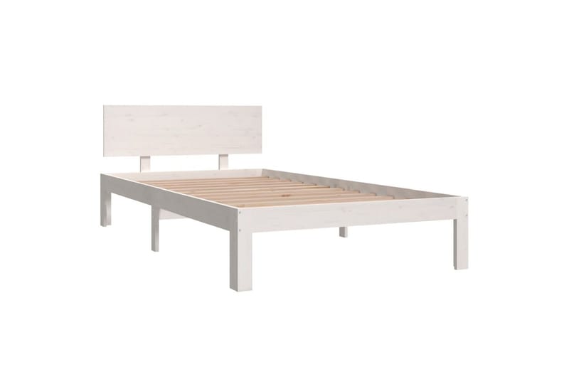Sängynrunko valkoinen täysi mänty 100x200 cm - Valkoinen - Huonekalut - Sänky - Sänkykehikot & sängynrungot