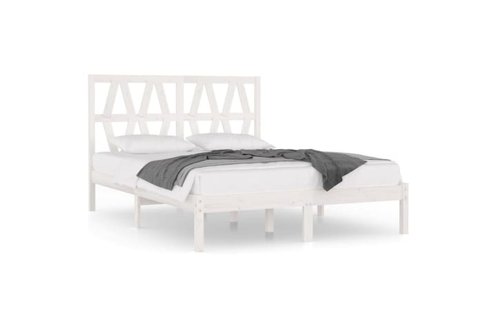 Sängynrunko valkoinen täysi mänty 120x190 cm 4FT Small Doubl - Valkoinen - Sänkykehikot & sängynrungot
